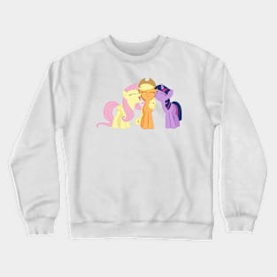 Fluttershy and Twilight nuzzling Applejack Crewneck Sweatshirt